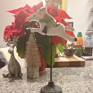 Festive White and Green Holiday Jockey Figurine